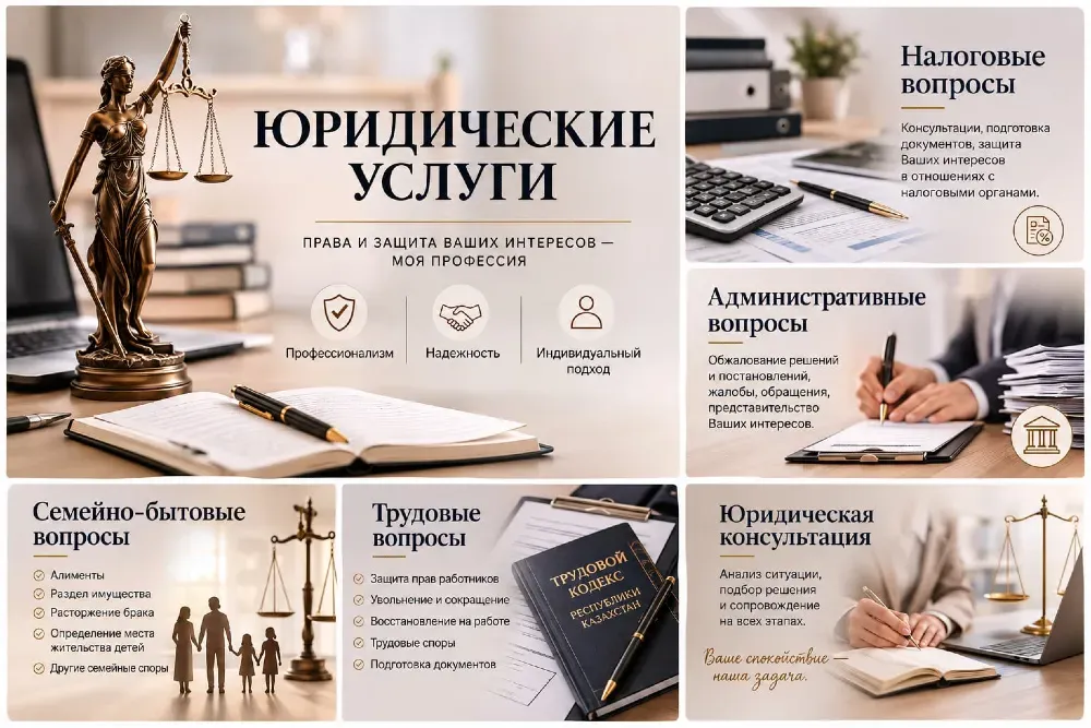 Юридические услуги. Темы: правосудие, налоги, административные вопросы, семейные и трудовые споры