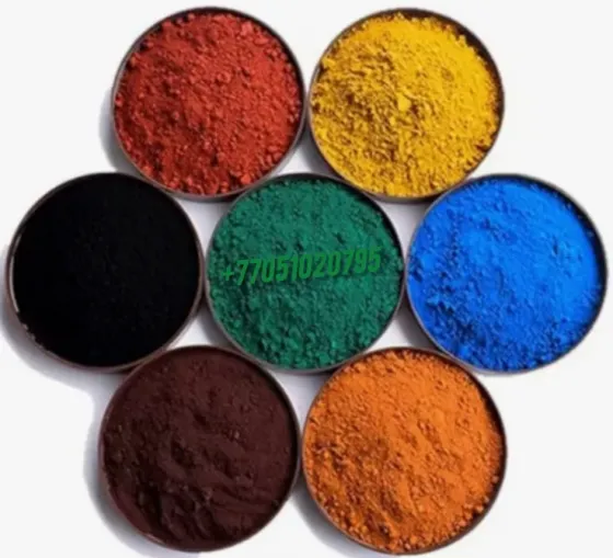 Сумка с цветными порошками для бетона, синий, желтый, зеленый и красный