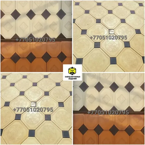 палликова плитка на полу с узором и черными вставками